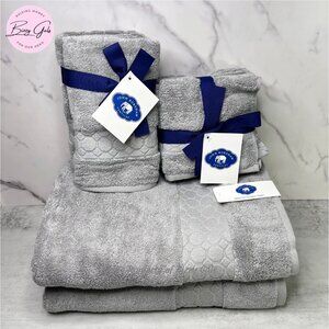 John Robshaw 8 PC Gray Bath Hand Washcloths Towels Set